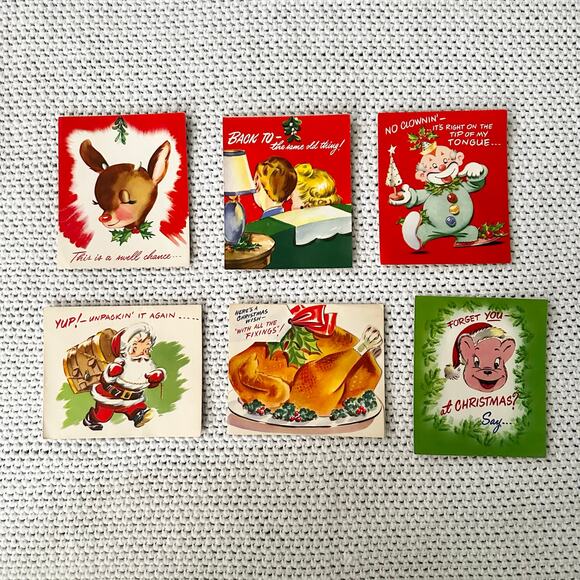 Vintage Mid Century 50s 60s Paper Pop Up Christmas Holiday Cards Unused Set 6 - Picture 1 of 4